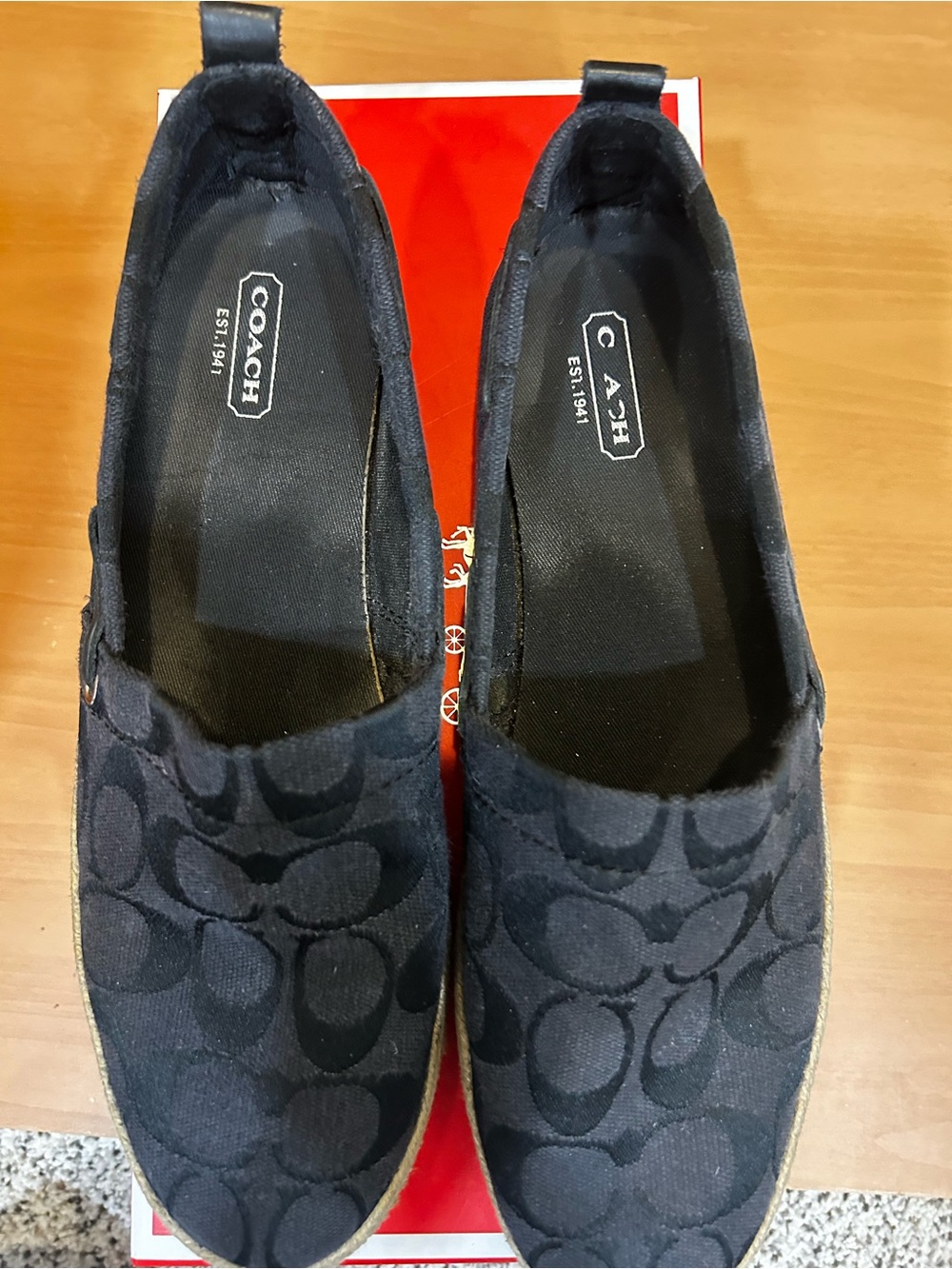 Coach Black Signature Logo Espadrille Slip-On Flats Size 8.5 - Picture 7 of 7